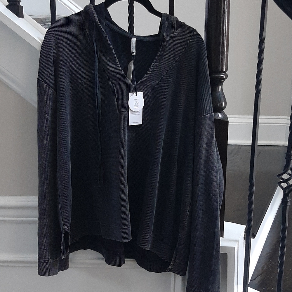 Z SUPPLY Thermal Hoodie, black,  medium,NWT
